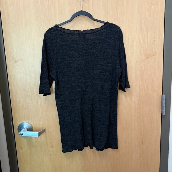 Anthropologie t.la black textured elbow sleeve tunic top women’s large - Picture 4 of 4